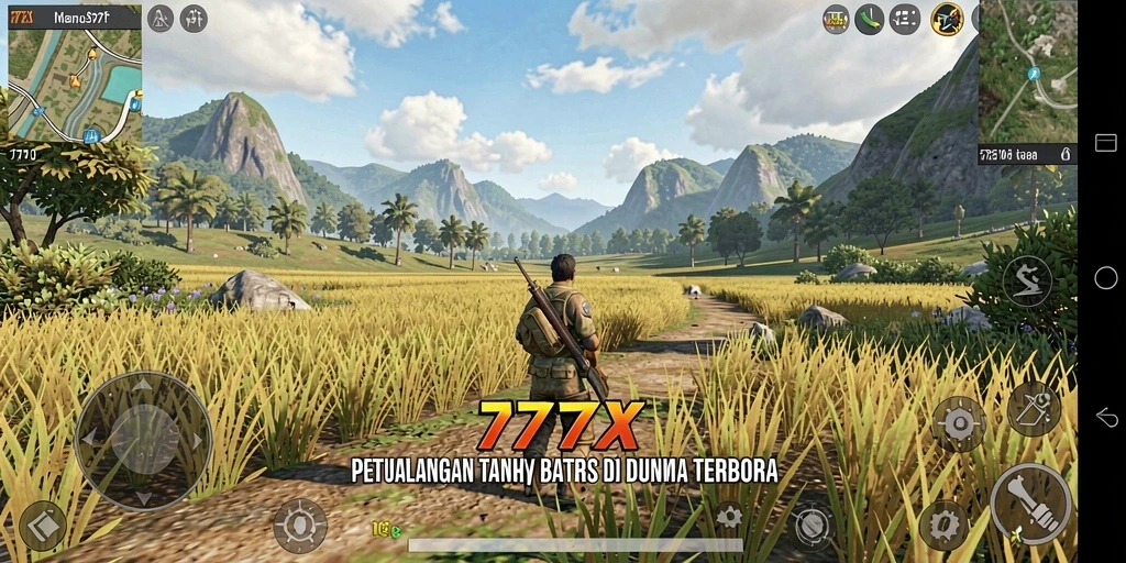 Screenshot utama 777ZX menampilkan visual dunia terbuka yang memukau.