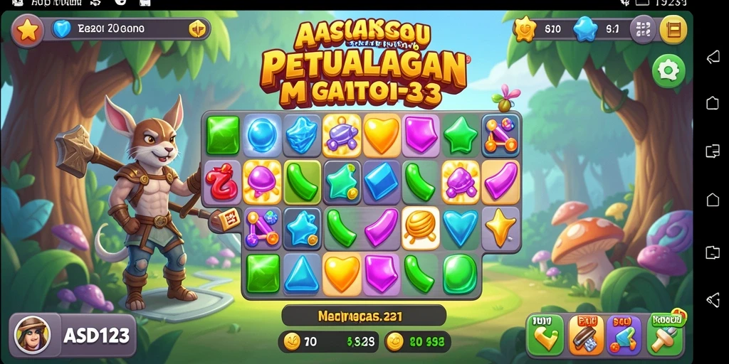 Tampilan gameplay seru di ASD123 dengan kombinasi warna-warna cerah.
