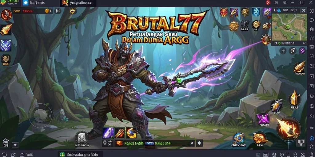 Tampilan seru dalam permainan ARPG BRUTAL77 saat pertarungan epik.
