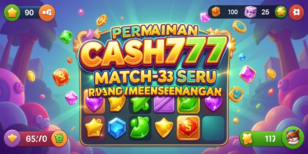 Screenshot utama CASH777 menunjukkan keseruan gameplay Match-3 yang menarik.
