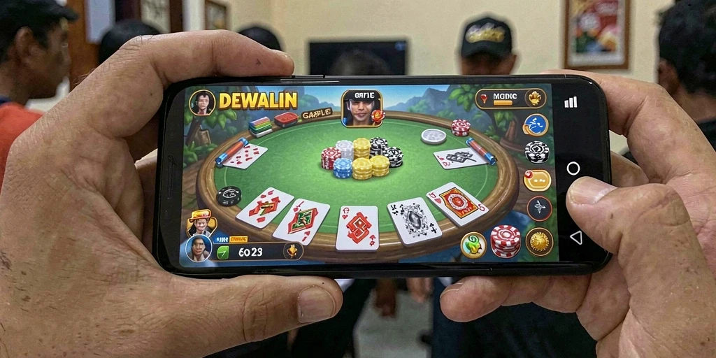 Tampilan gameplay seru DEWALIN saat bermain Gaple bersama teman.