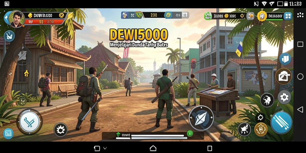 Screenshot gameplay DEWI5000 menampilkan petualangan di dunia terbuka yang luas.