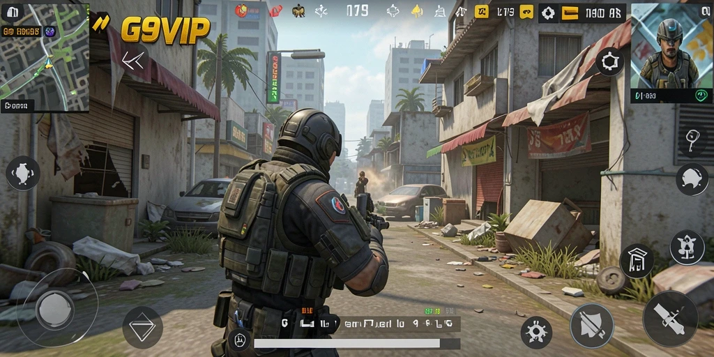 Gameplay seru di G9VIP dengan aksi tembak-menembak intens.