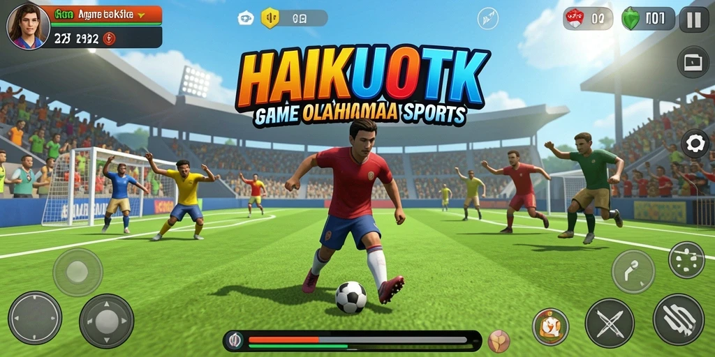 Screenshot gameplay HAIKUOTK yang menampilkan aksi mendebarkan dalam pertandingan olahraga.
