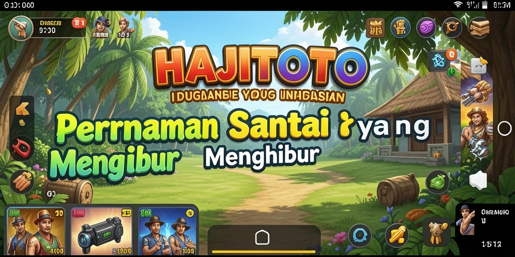 Tampilan gameplay HAJITOTO dengan karakter lucu dan berwarna-warni.