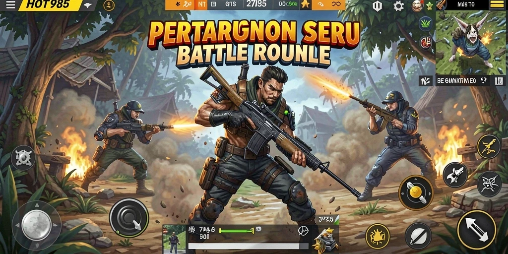 Gameplay HOT985 dengan pertarungan intens dan strategi mendebarkan.