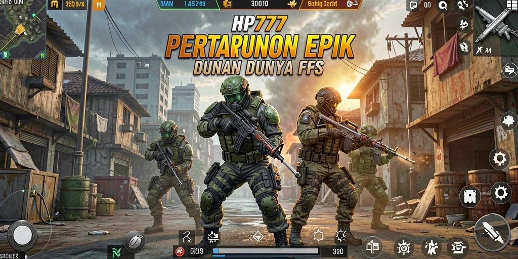 Screenshot gameplay HP777 dengan aksi tembak-menembak yang intens.