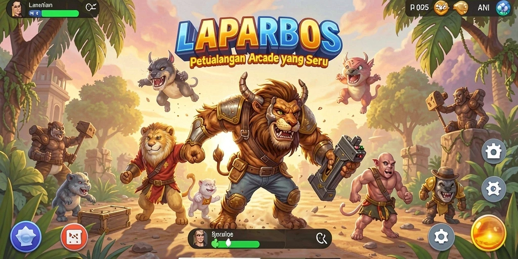 Tangkapan layar utama LAPARBOS menunjukkan gameplay yang penuh aksi dan tantangan.