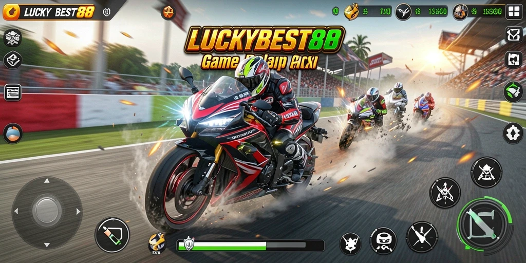 Screenshot dari LUCKYBEST88 menunjukkan aksi balap motor yang mendebarkan.