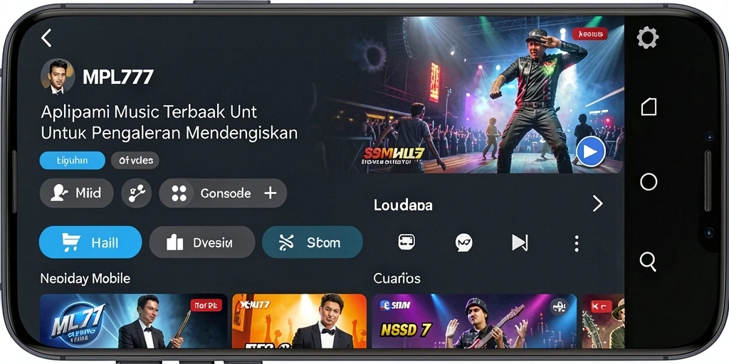 Screenshot gameplay MPL777 menampilkan berbagai lagu dan fitur musik.