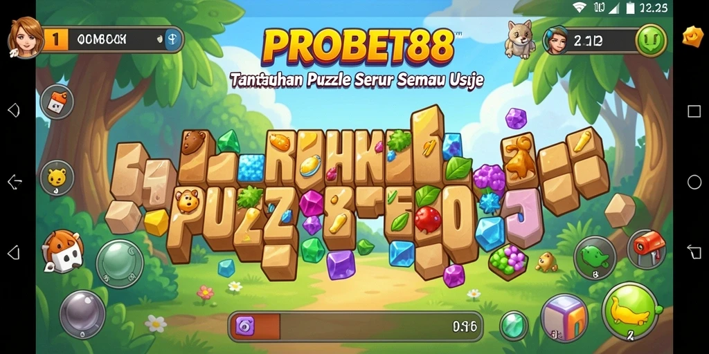 Screenshot gameplay PROBET88 menampilkan suasana puzzle yang menarik dan penuh warna.