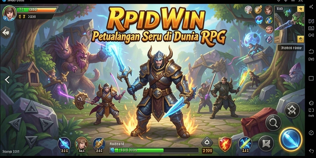Tangkapan layar RPIDWIN menampilkan aksi seru dalam pertarungan RPG.