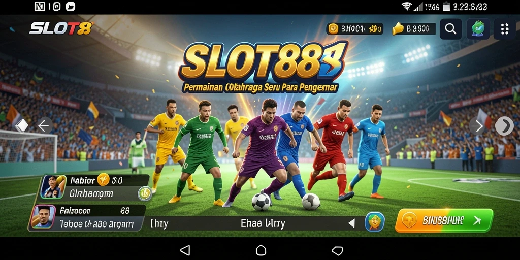 Screenshot utama SLOT88 menampilkan aksi dinamis dalam permainan olahraga.