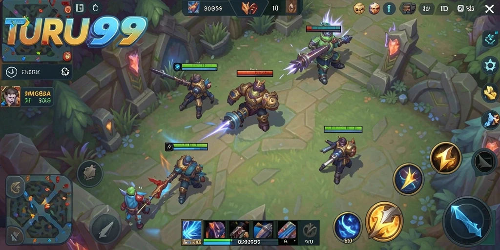 Tangkapan layar TURU99 menampilkan pertarungan epik di arena MOBA.