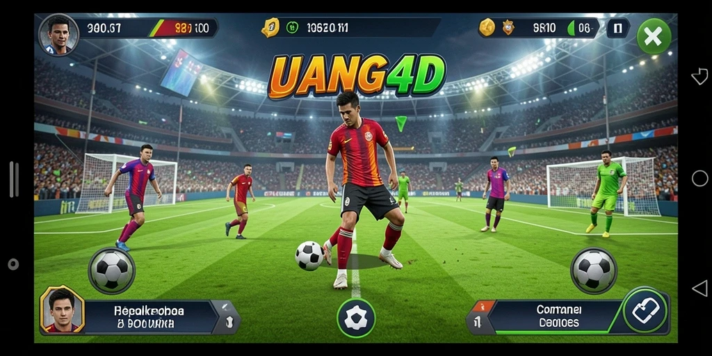 Tangkapan layar utama UANG4D menampilkan aksi permainan sepak bola yang seru.
