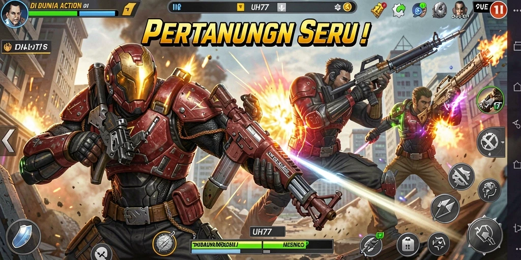 Tampilan gameplay UH77 yang menegangkan dan aksi cepat.