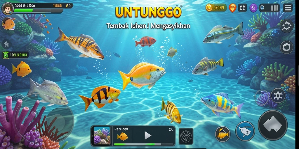 Screenshot menunjukkan momen seru dalam gameplay Tembak Ikan UNTUNGGO.