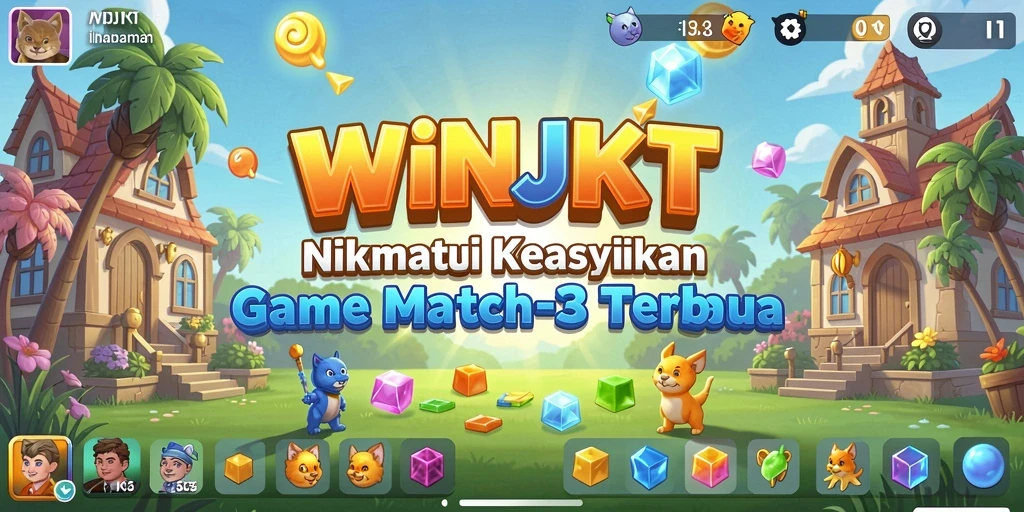 Screenshot gameplay WINJKT menunjukkan momen seru mencocokkan objek.